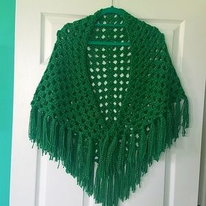 Green fringed shawl...